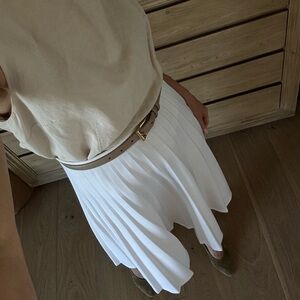 Vintage White Pleated Full Skirt